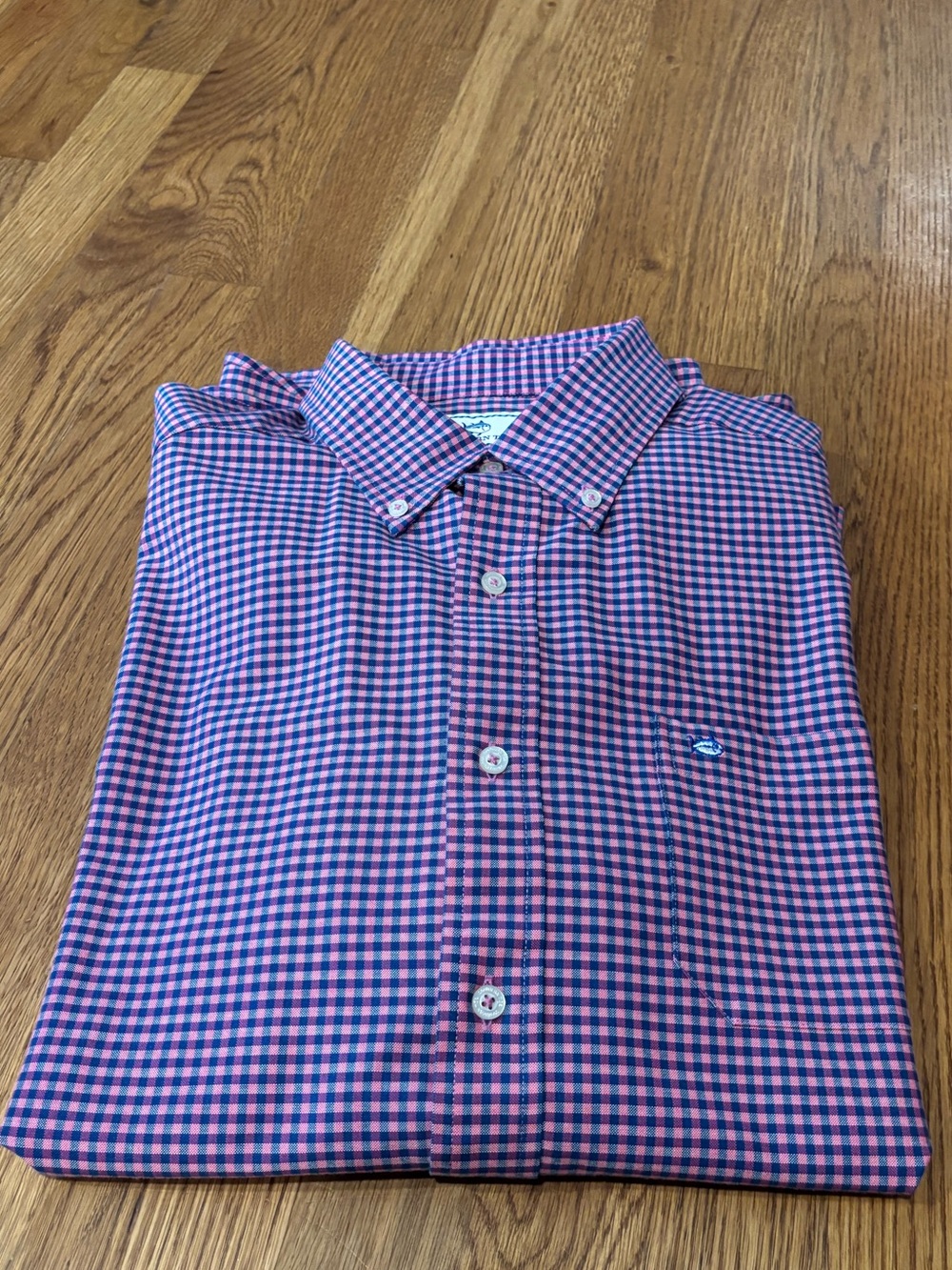 Southern Tide Men's Button-Down Gingham Shirt in Blue and Pink